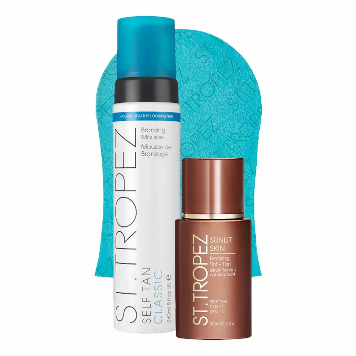 St. Tropez Riviera Radiance Tanning Gift Set - 240ml Mousse + 30ml Sunlit Skin + Mitt